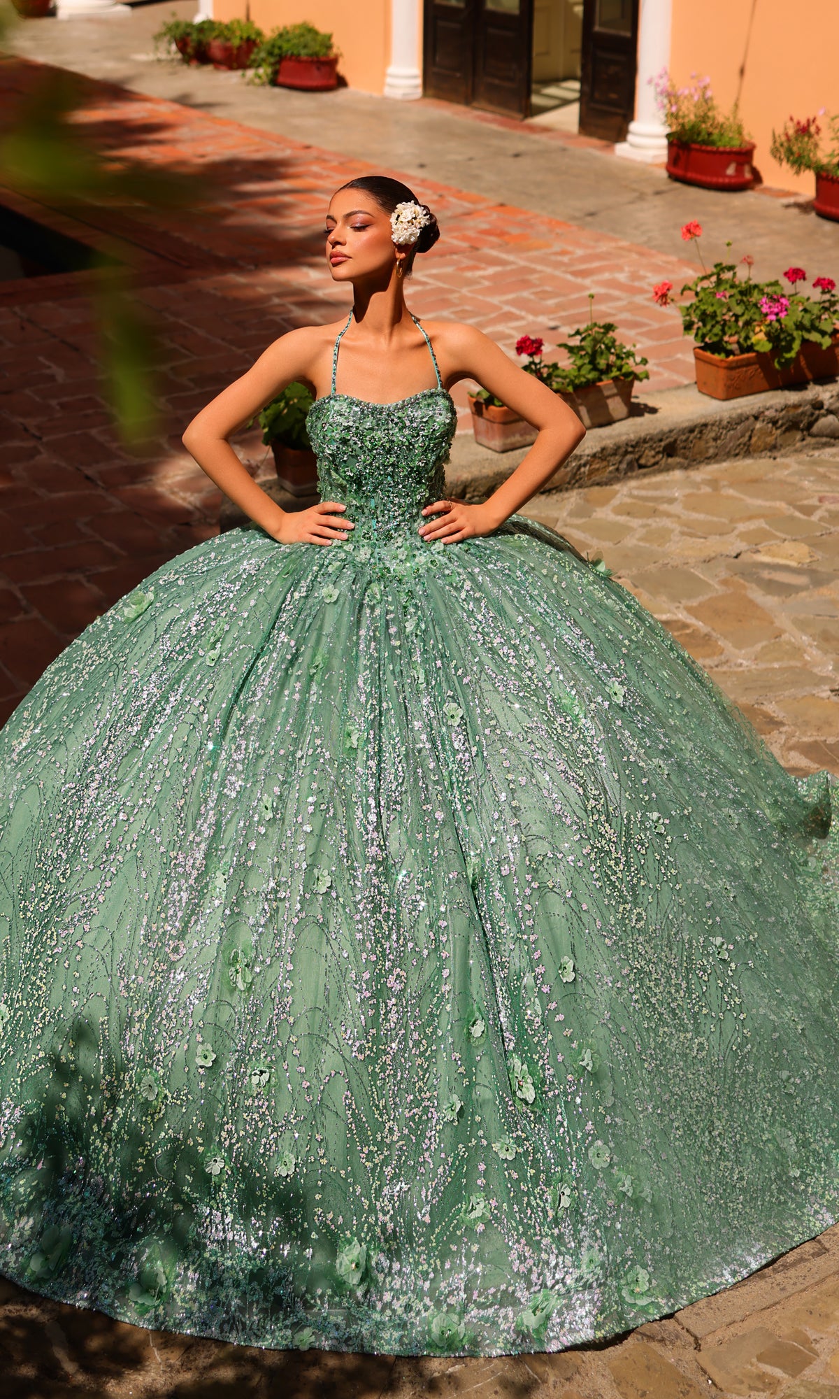Amarra 54248 Ball Gown Quinceañera Dress with Cape