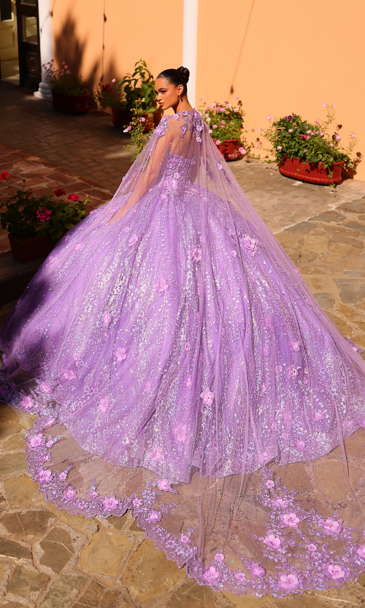 Amarra 54248 Ball Gown Quinceañera Dress with Cape