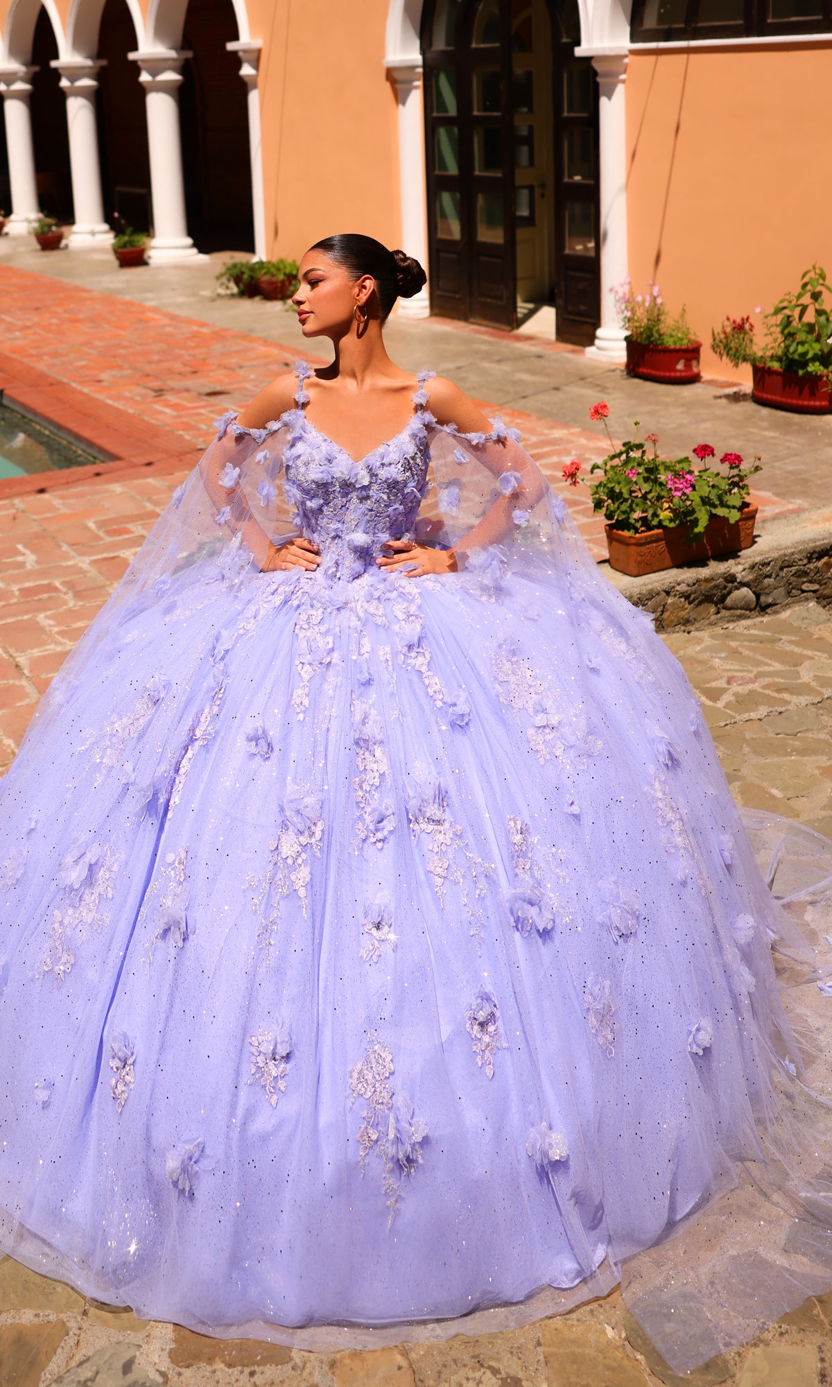 embroidered purple dress Amarra 54254 Periwinkle Quincea¤era Periwinkle / 00 SS24 MAY CASUAL Size:XL - $460.00 Shop this Zara dress or guests attending weddings