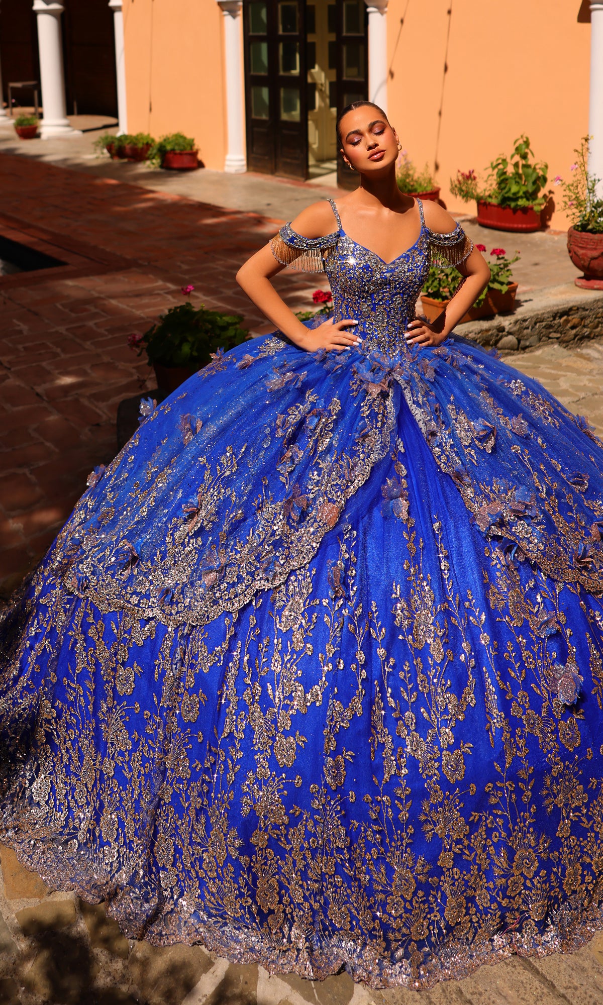Amarra 54284 Quince Dress with Cathedral Train Cape