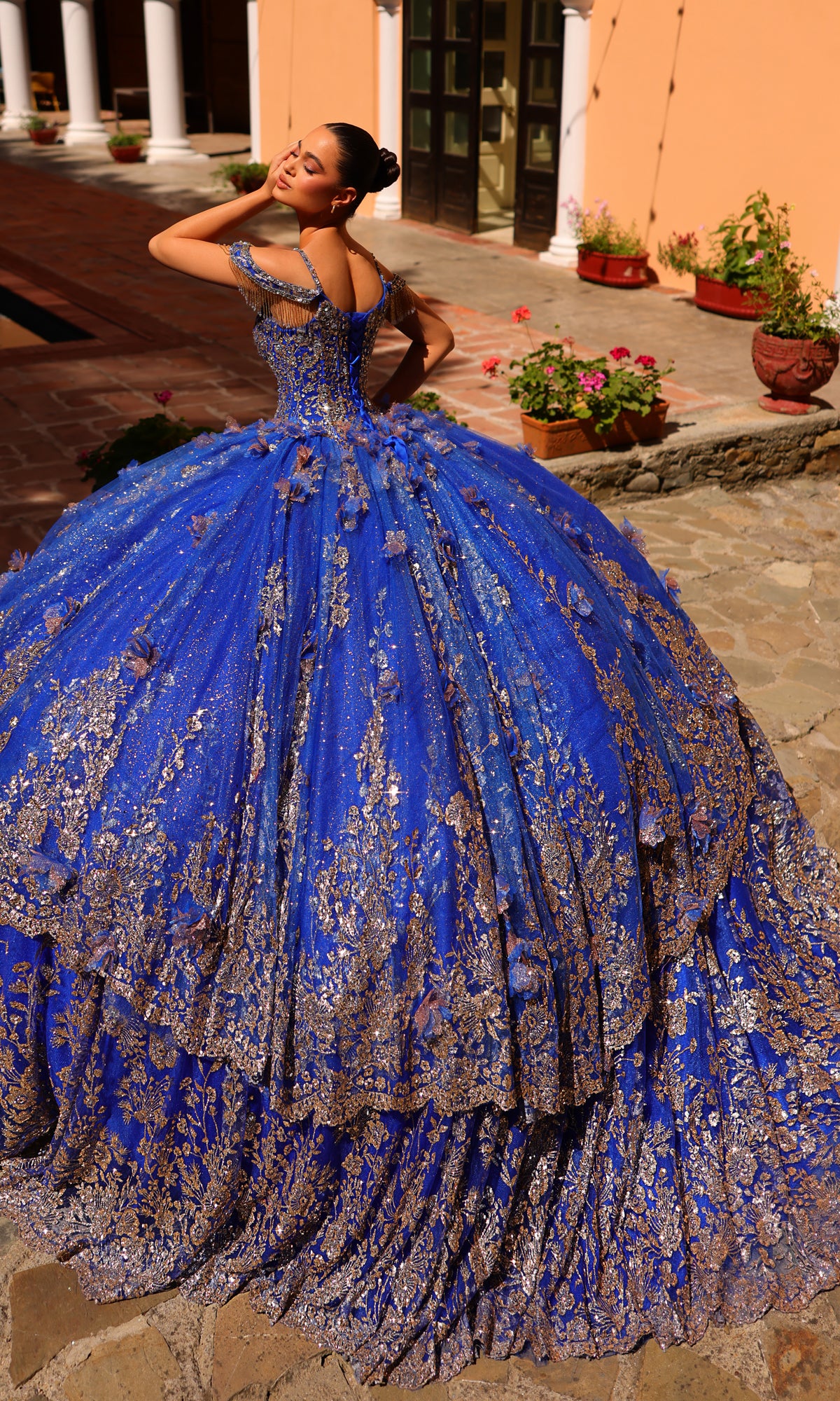 Amarra 54284 Quince Dress with Cathedral Train Cape