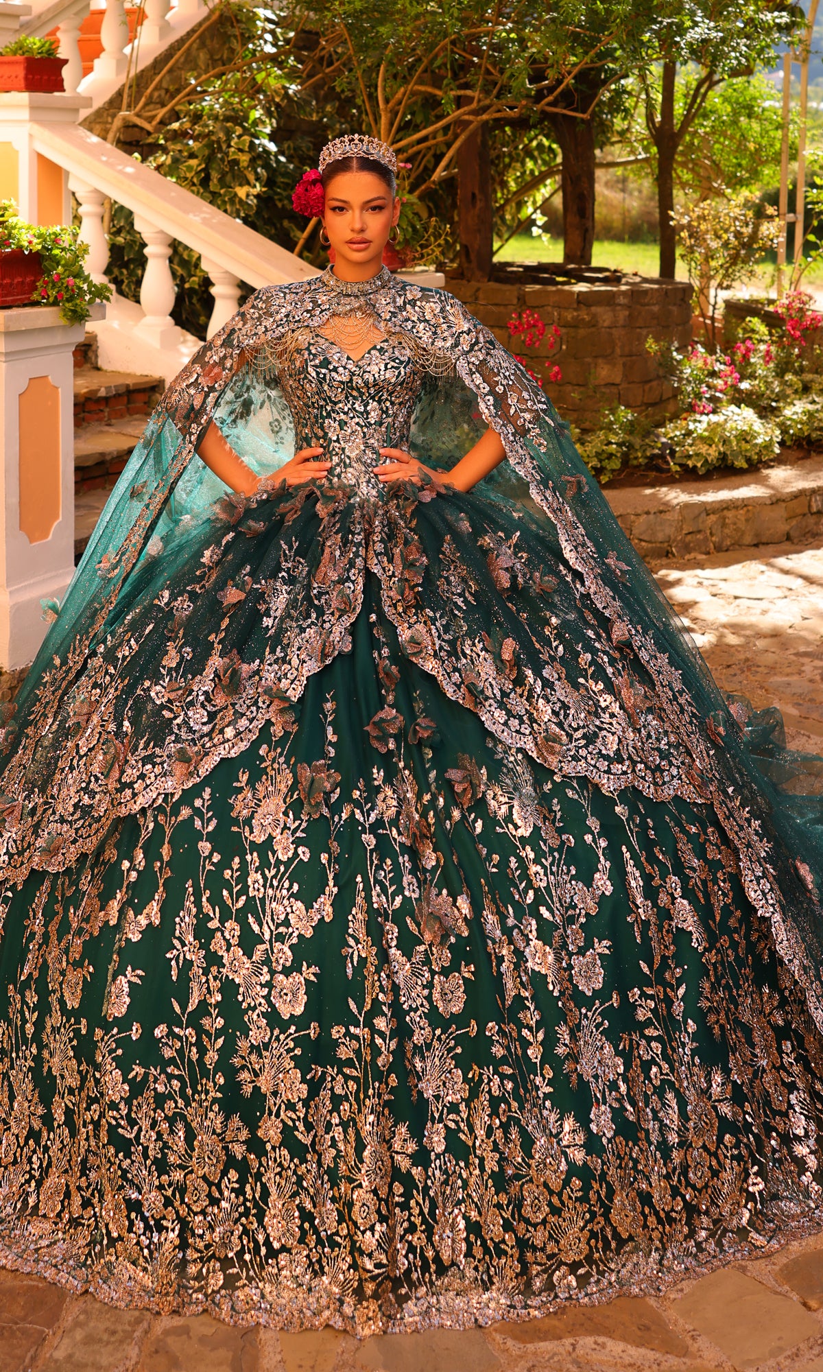 Amarra 54284 Quince Dress with Cathedral Train Cape