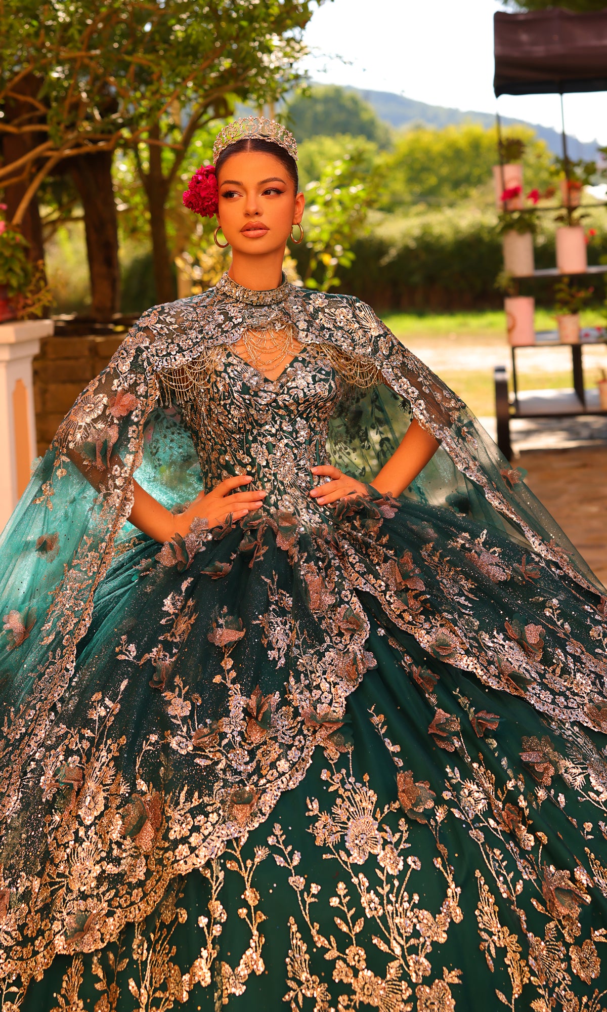 Amarra 54284 Quince Dress with Cathedral Train Cape