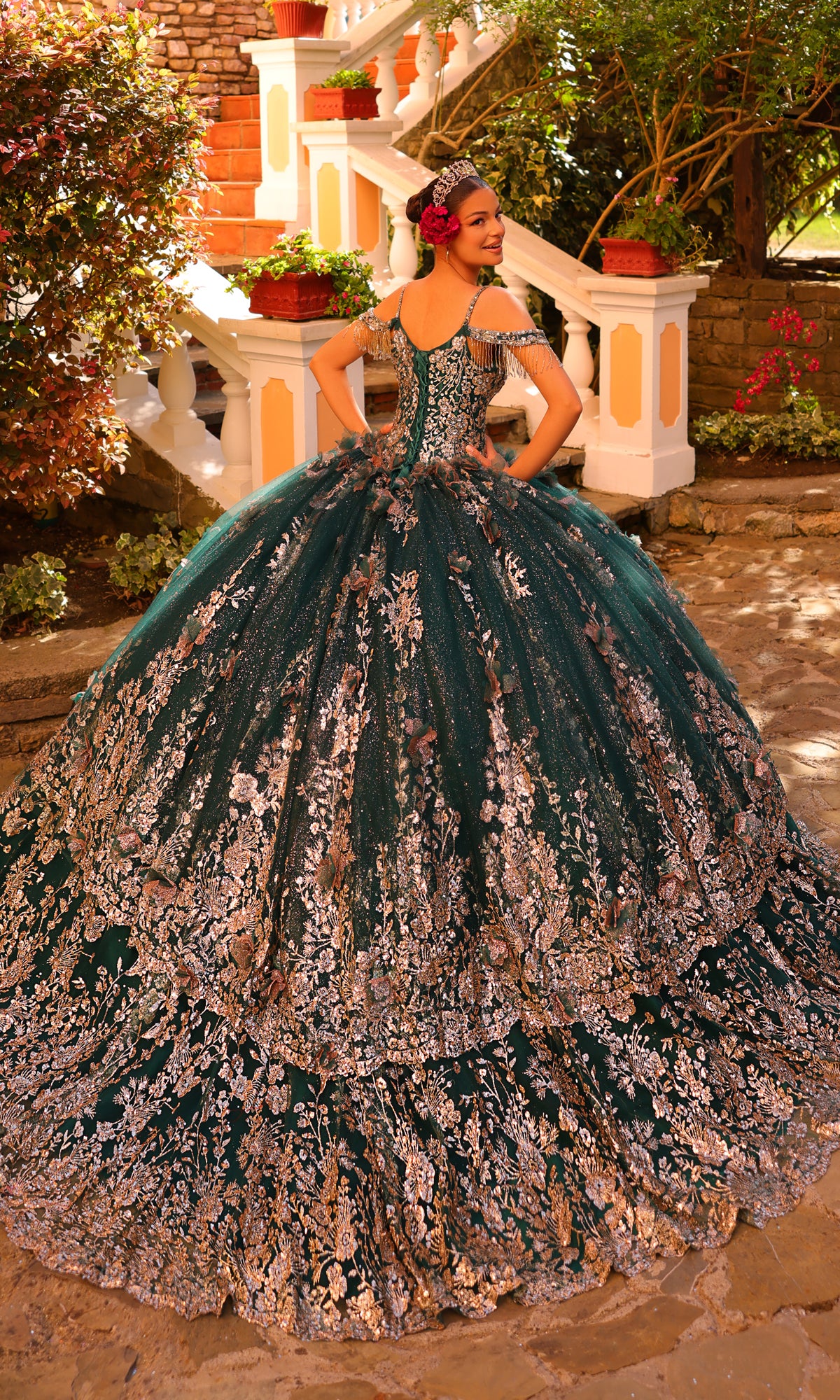 Amarra 54284 Quince Dress with Cathedral Train Cape