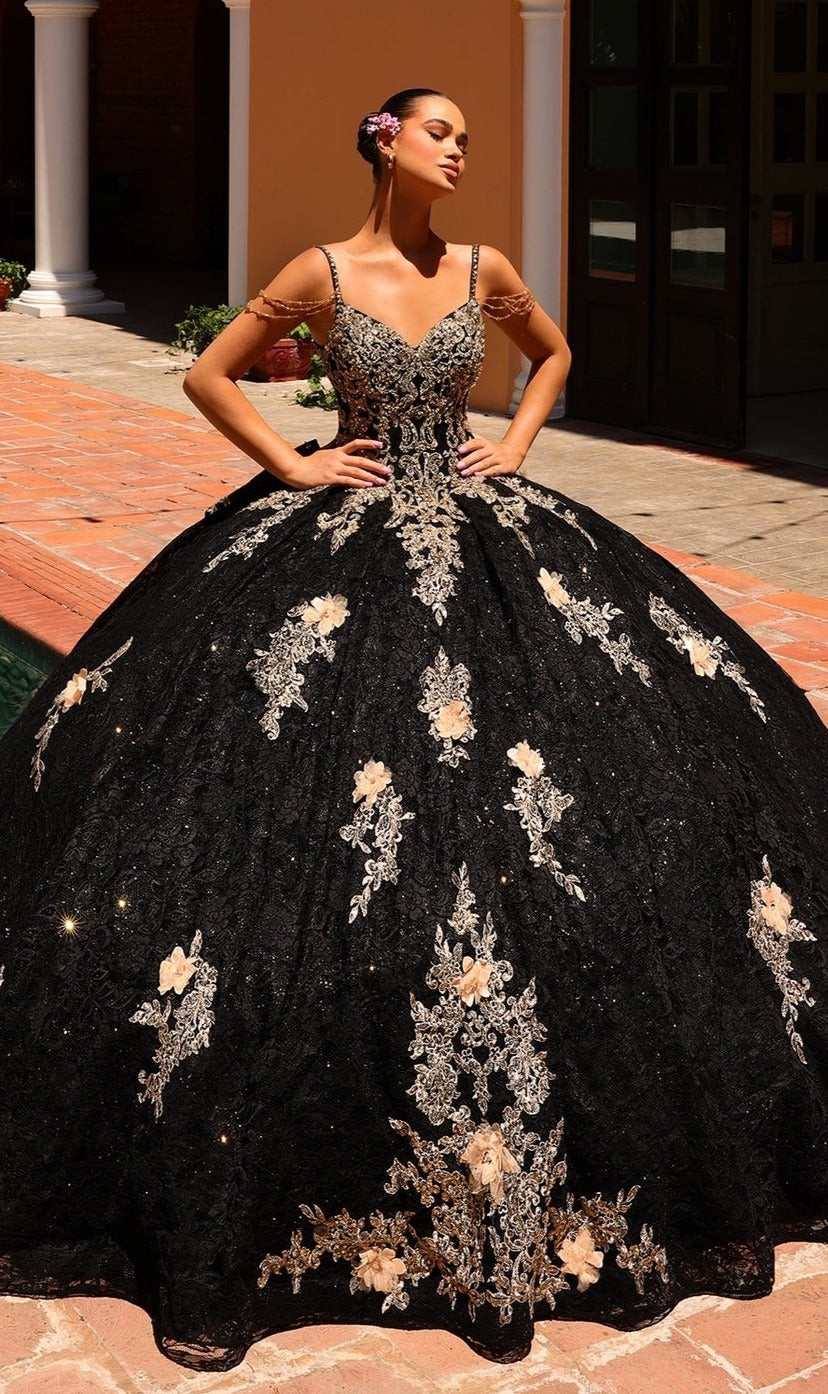 black and gold quince dress Quinceanera PR22141 By Princesa Black/Gold / 00 this quince ball gown dazzles. Black Quinceaera Dresses | Black