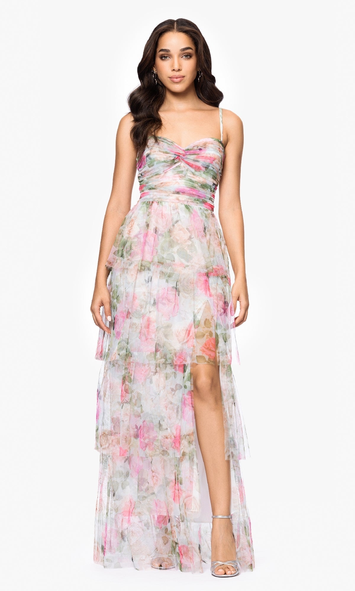 Floral-Print Long Prom Dress: Blondie Nites 539BN