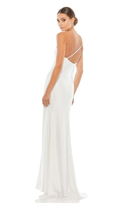 One-Shoulder Empire-Waist Simple White Formal Dress PromGirl One-Shoulder Empire-Waist Simple White Formal Dress PromGirl