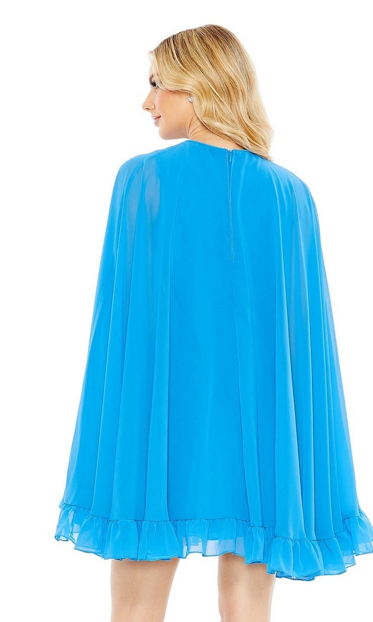 Cape-Sleeve Short Ruffled Party Dress: Mac Duggal 55407