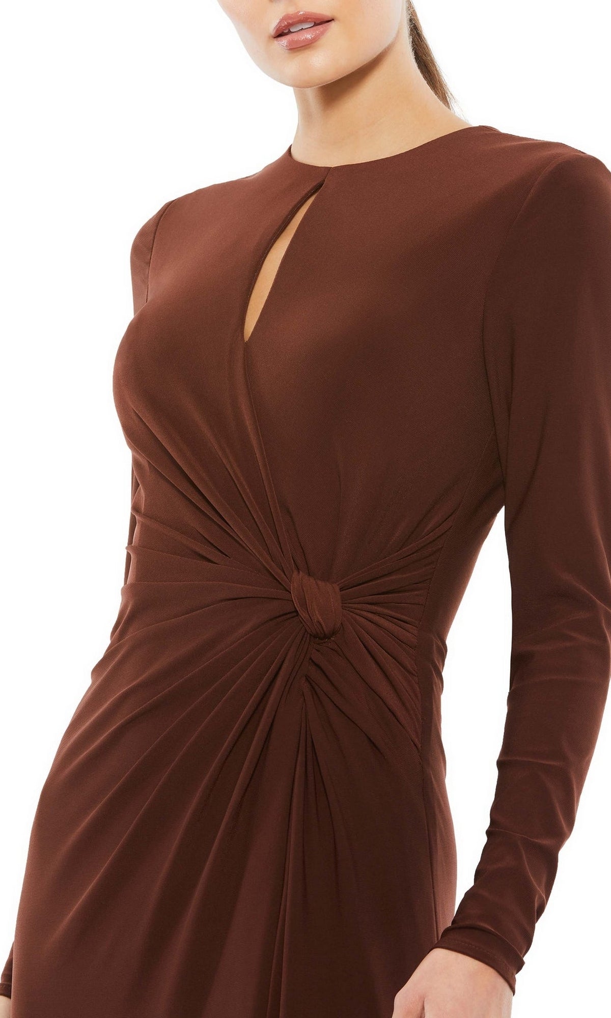 Front-Knot Long Formal Dress with Long Sleeves PromGirl Front-Knot Long Formal Dress with Long Sleeves PromGirl