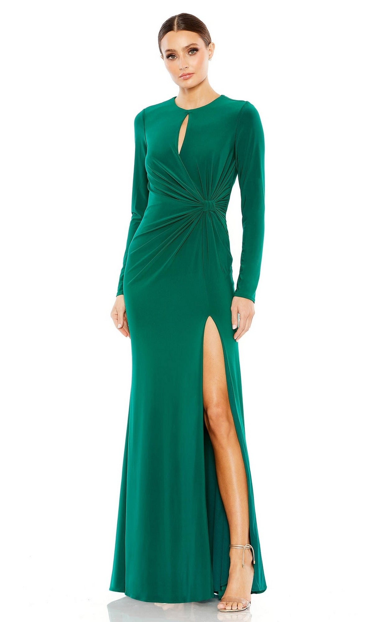 Long Sleeve Long Formal Dress: Mac Duggal 55708 Emerald / 2 Long Sleeve Long Formal Dress: Mac Duggal 55708 Emerald / 2