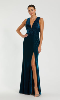Mac Duggal Velvet Pleated Sleeveless Jersey Gown - Amethyst Mac Duggal Velvet Pleated Sleeveless Jersey Gown - Amethyst