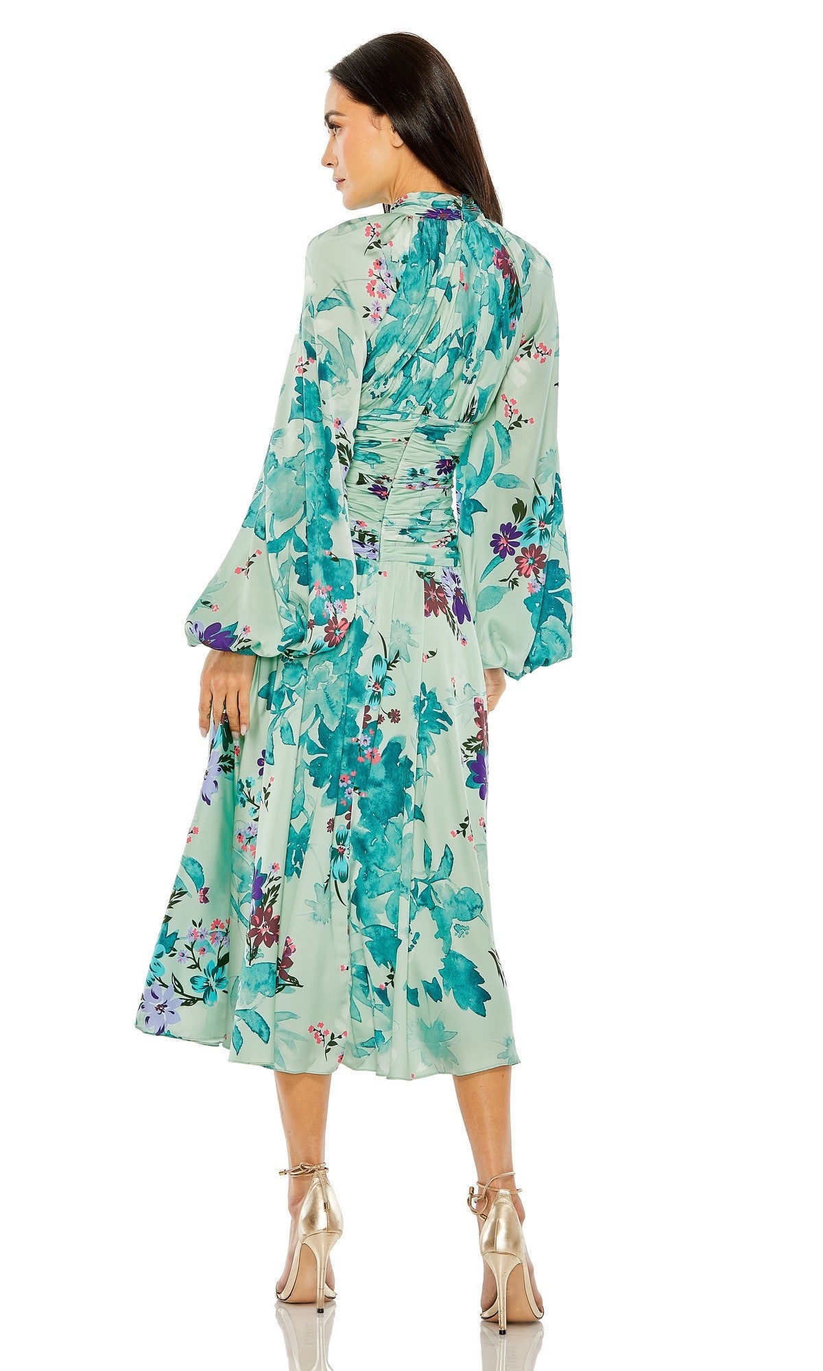 sage green midi dress wedding guest Mac Duggal Women's Keyhole Satin Long Sleeve Floral Gown Size:US 9 / UK 8 length evening dress with Athletic Dress - Hunter Bodycon Prom Dresses