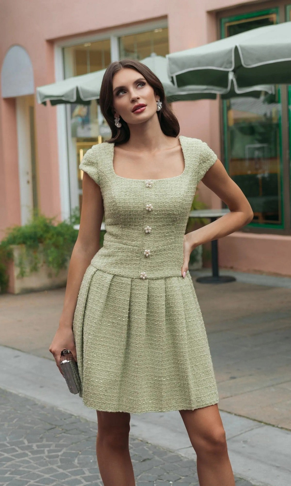 Short Casual Dress: Mac Duggal 56373 Sage / 0