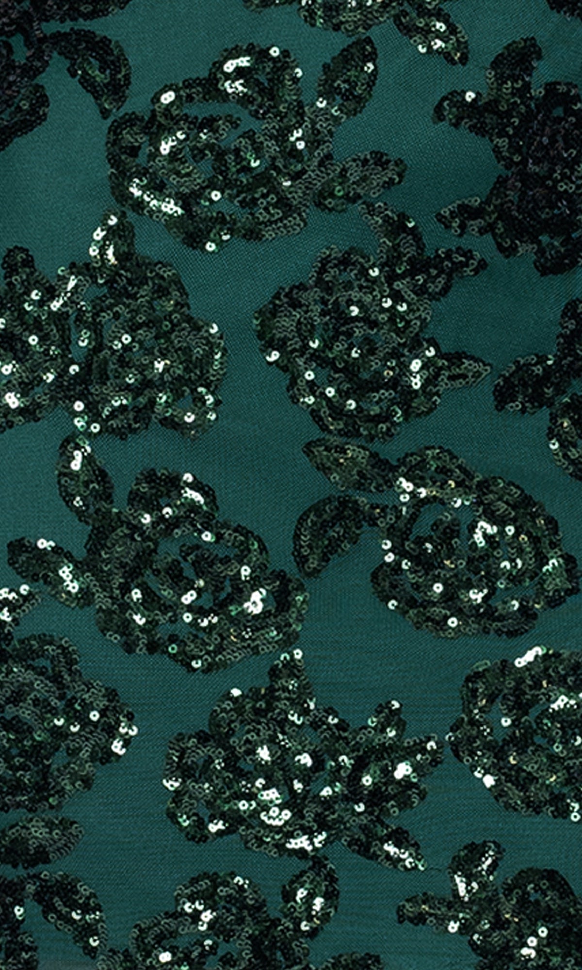 The Short Bodycon Hoco Dress: Blondie Nites 5679BN features dark green sequins in a floral pattern on sheer green fabric, making it a stunning choice for your next special event or homecoming.