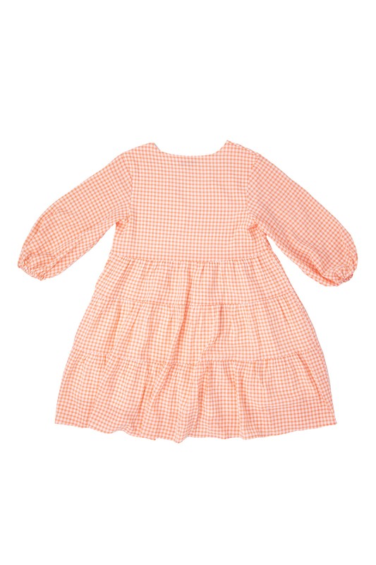 Short Gingham Print Tiered Casual Dress FGDR31L009