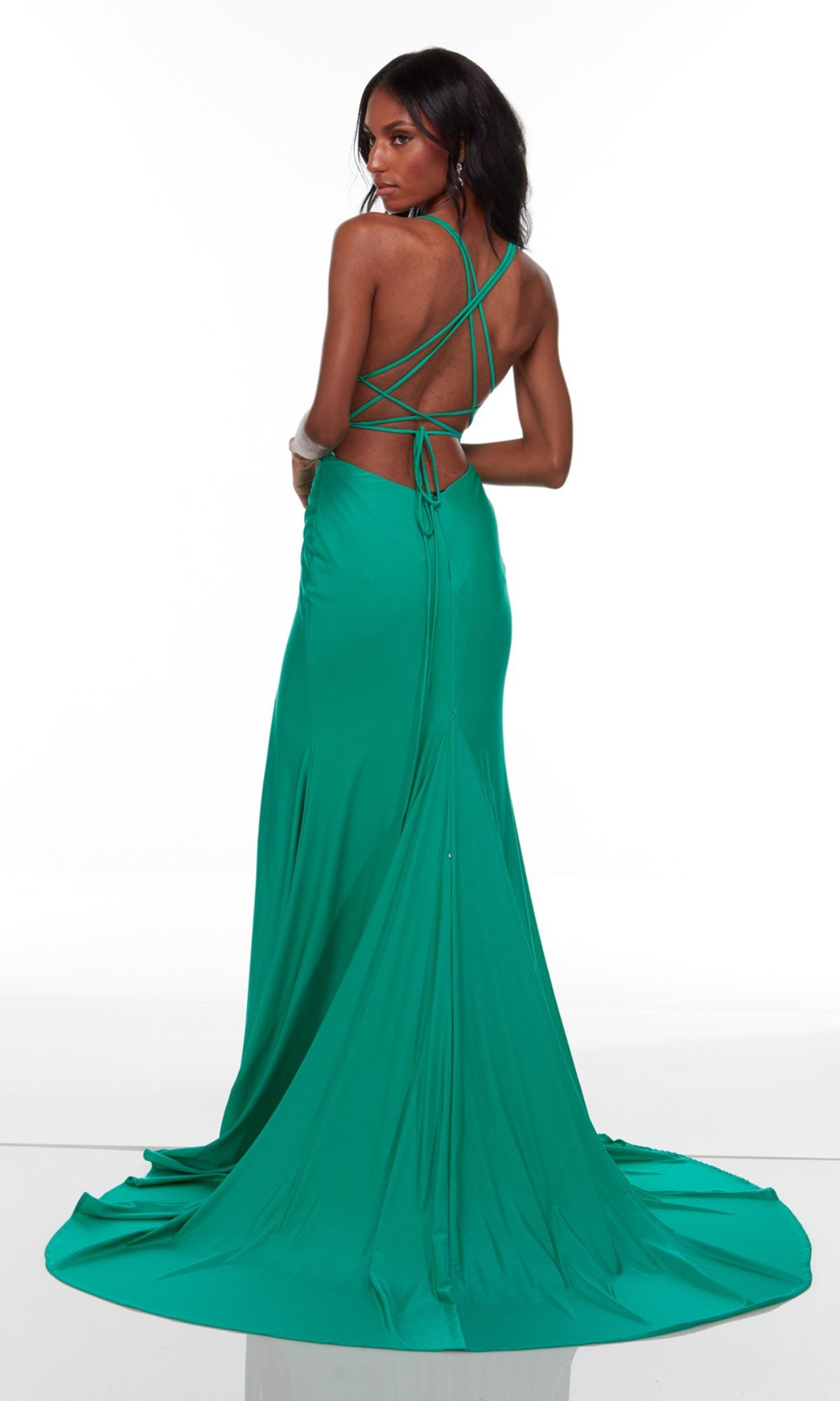 Faux-Wrap Long Prom Dress in Electric Fuchsia Pink