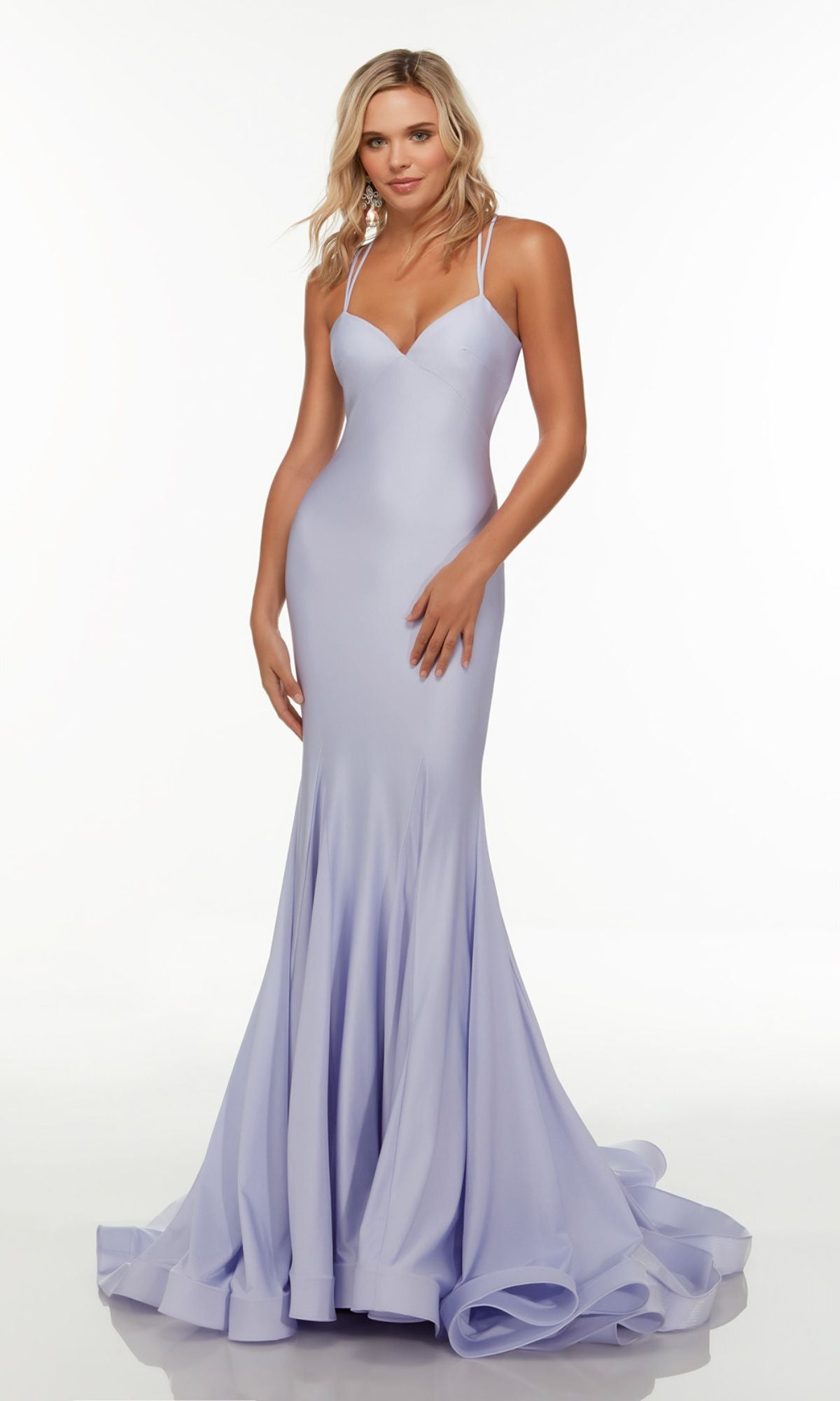 Empire-Waist Navy Blue Long Prom Dress