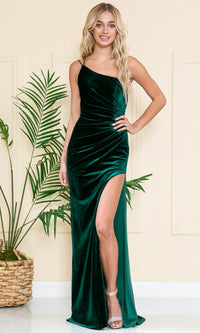 One-Shoulder Long Velvet Formal Dress 6118