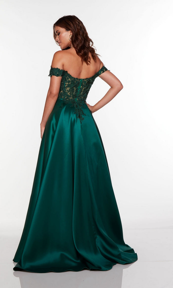 Alyce Long Green A-Line Prom Dress 61324