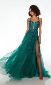 Alyce Open-Back Lace Glitter Prom Dress 61477