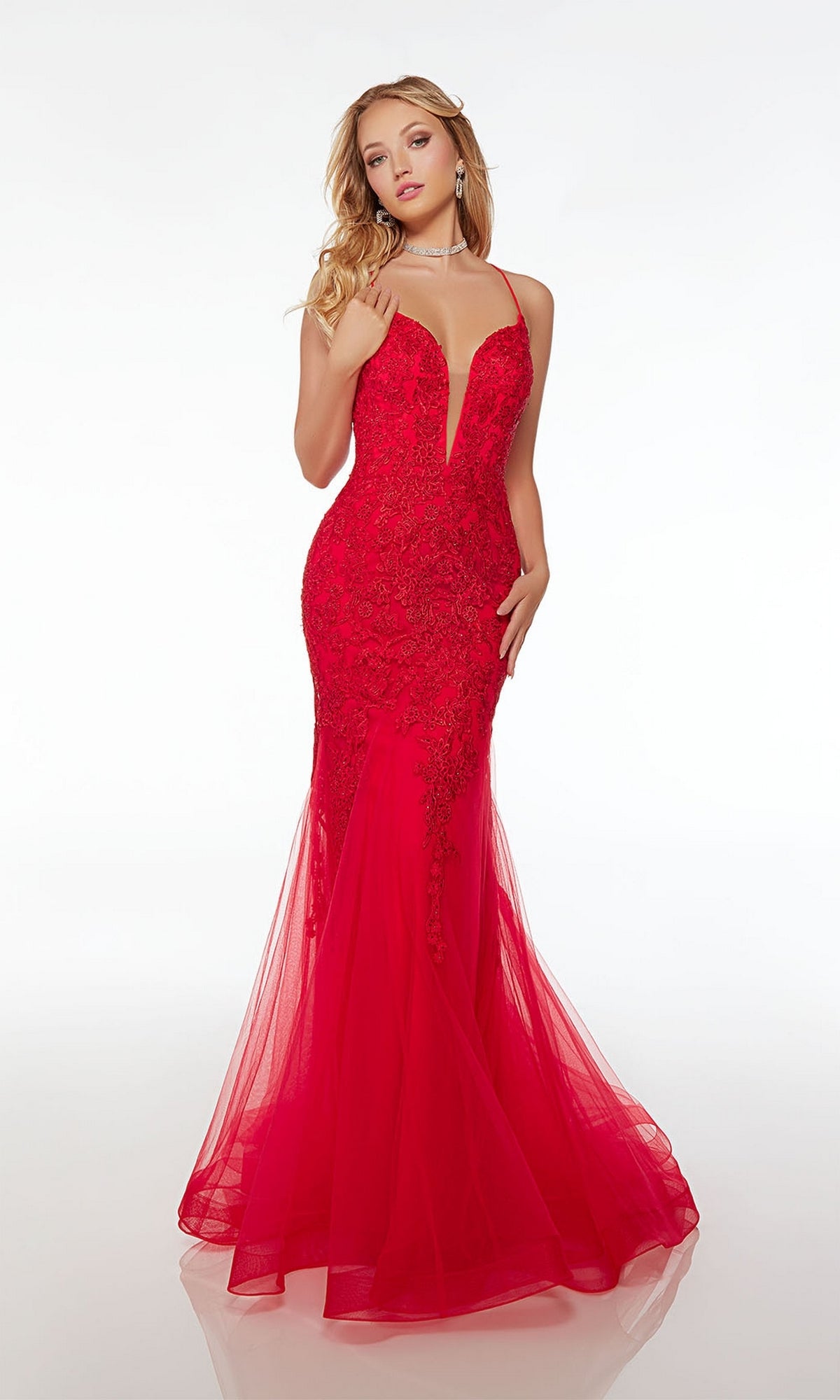Alyce Beaded-Lace Long Mermaid Prom Dress 61478