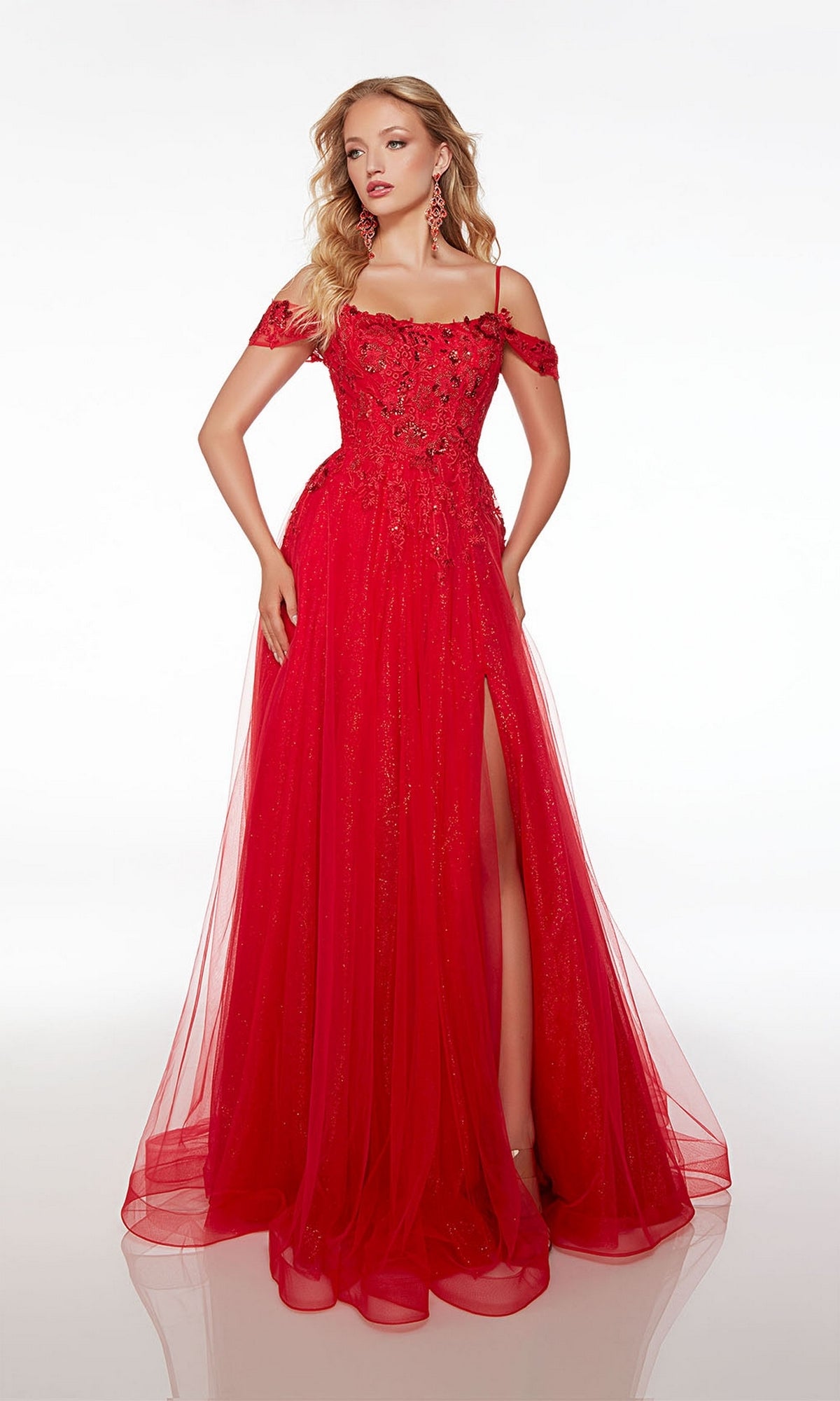 Alyce Embroidered Glitter Tulle Prom Dress 61480