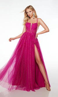 Alyce Open-Back A-Line Glitter Prom Dress 61498