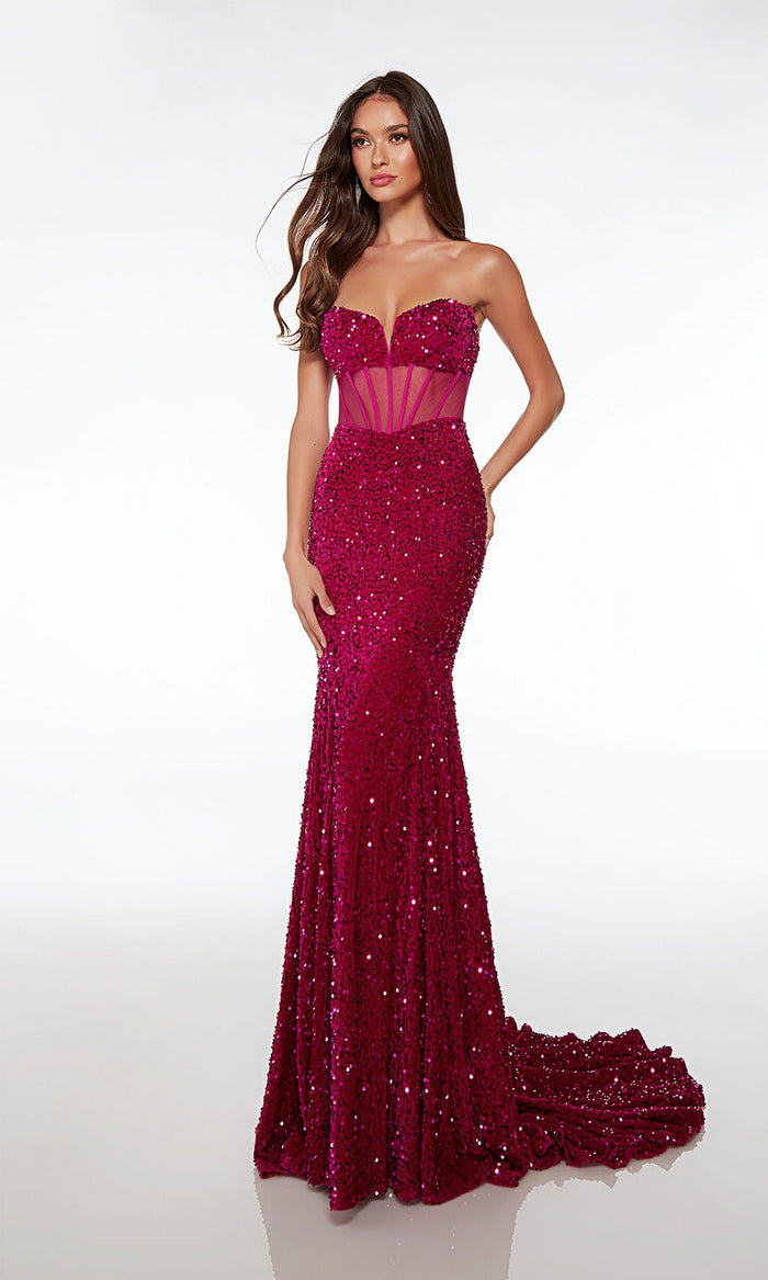 Alyce Strapless Long Sequin Prom Dress 61500
