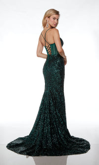 Alyce Sheer-Waist Long Sequin Prom Dress 61503