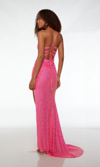 Neon Pink Alyce Long Sequin Prom Dress 61519