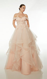 Alyce Long Pink Off-the-Shoulder Prom Dress 61532