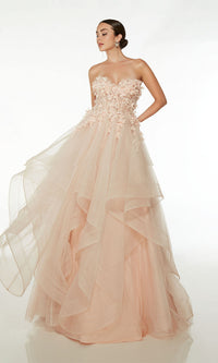 Alyce Long Pink Off-the-Shoulder Prom Dress 61532