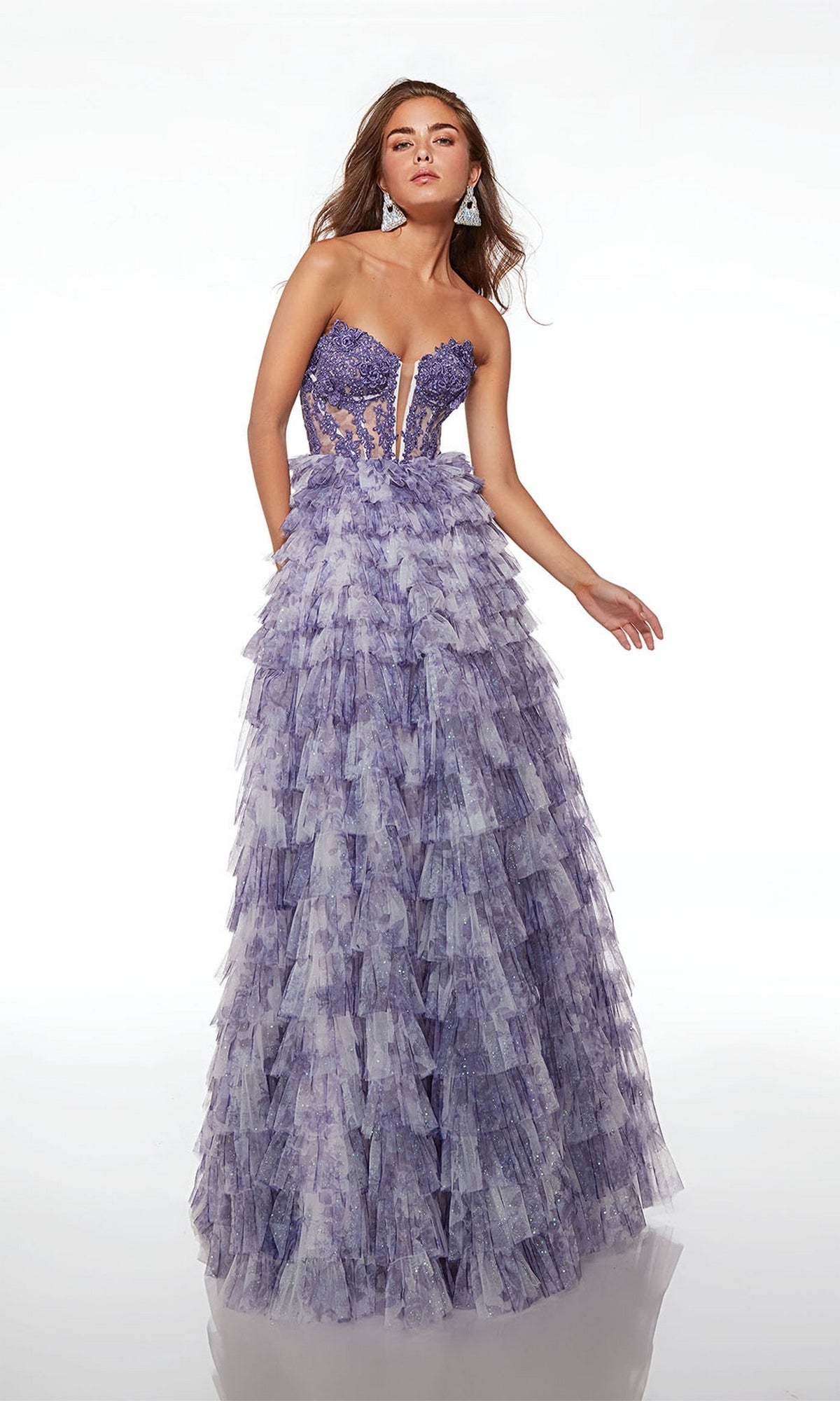 Alyce Strapless Ruffled Prom Ball Gown 61535
