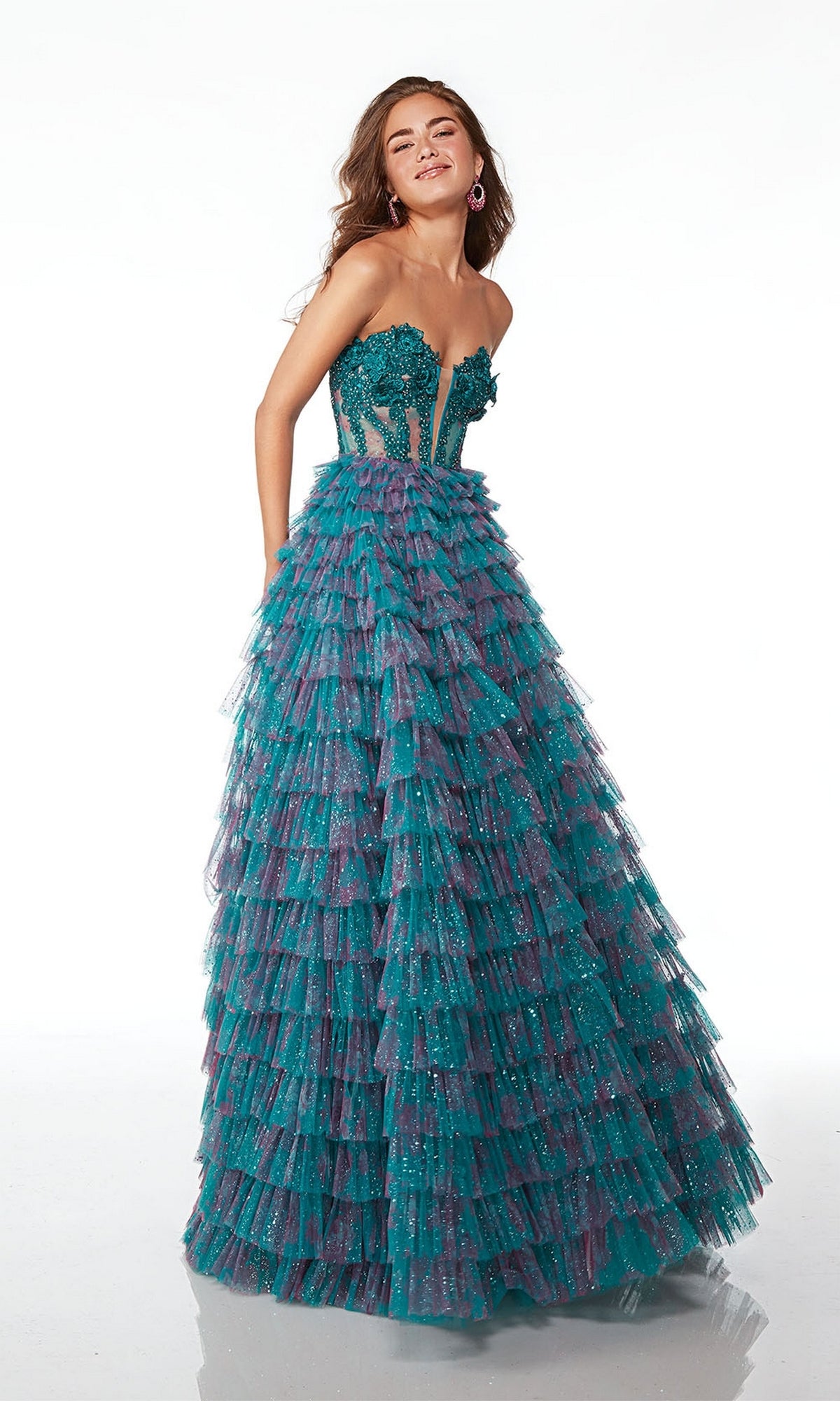 Alyce Strapless Ruffled Prom Ball Gown 61535