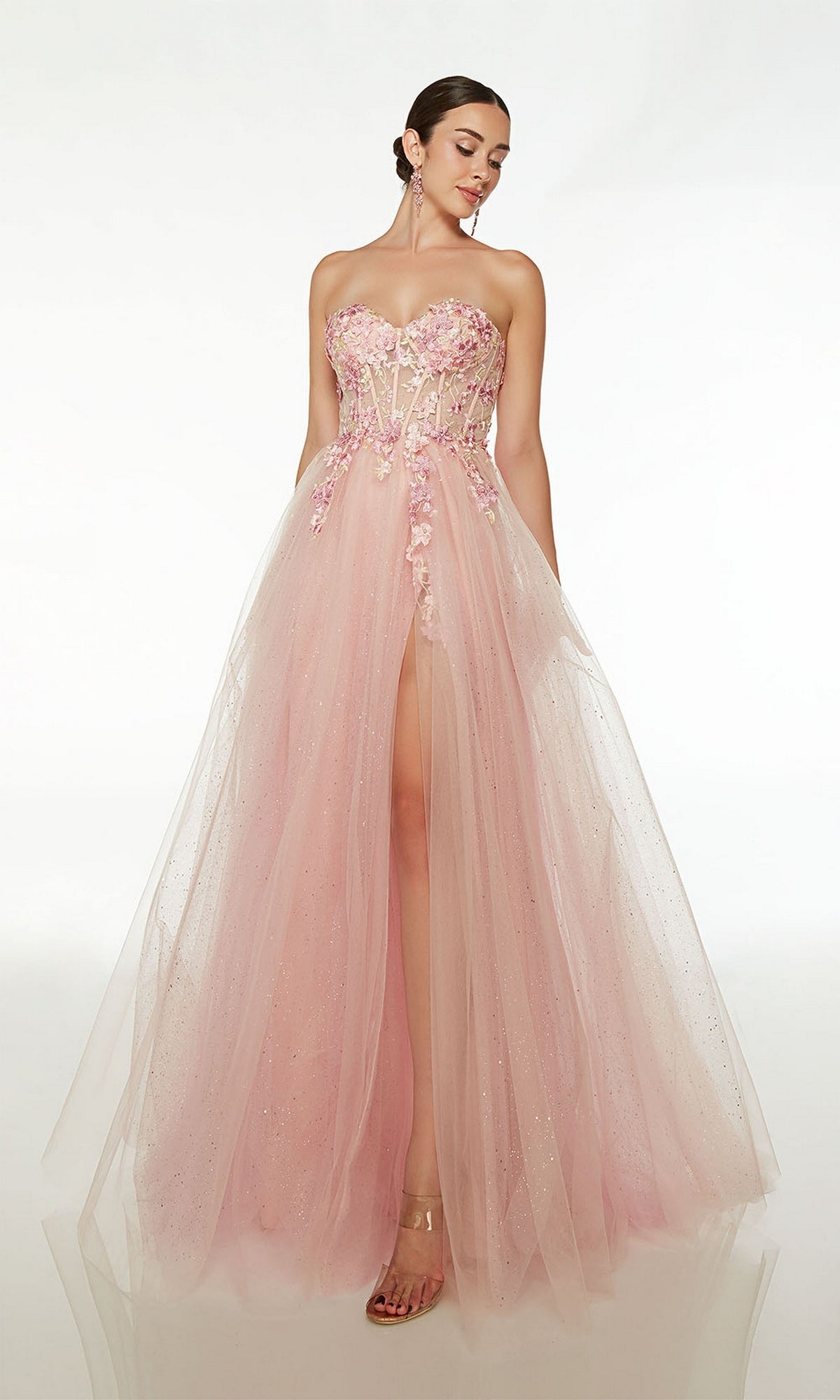 Light Pink Strapless Long Prom Ball Gown 61536