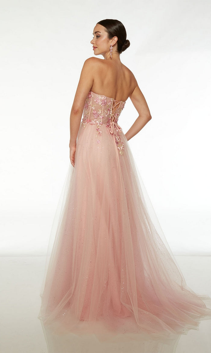 Light Pink Strapless Long Prom Ball Gown 61536