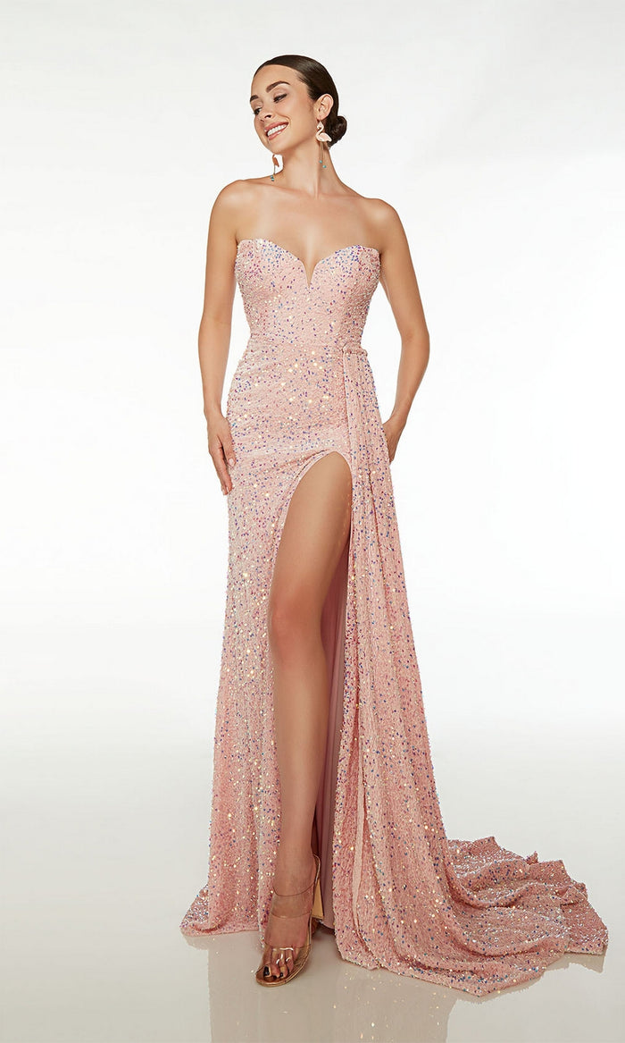 Alyce Strapless Long Sequin Prom Dress 61537