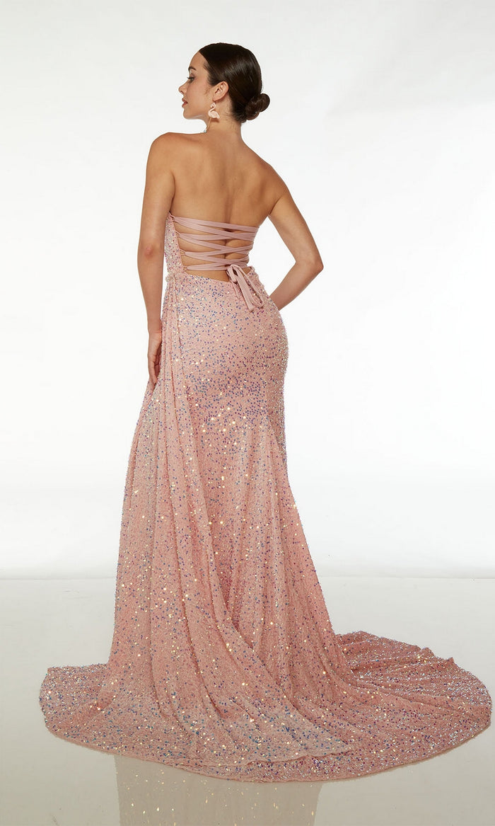 Alyce Strapless Long Sequin Prom Dress 61537