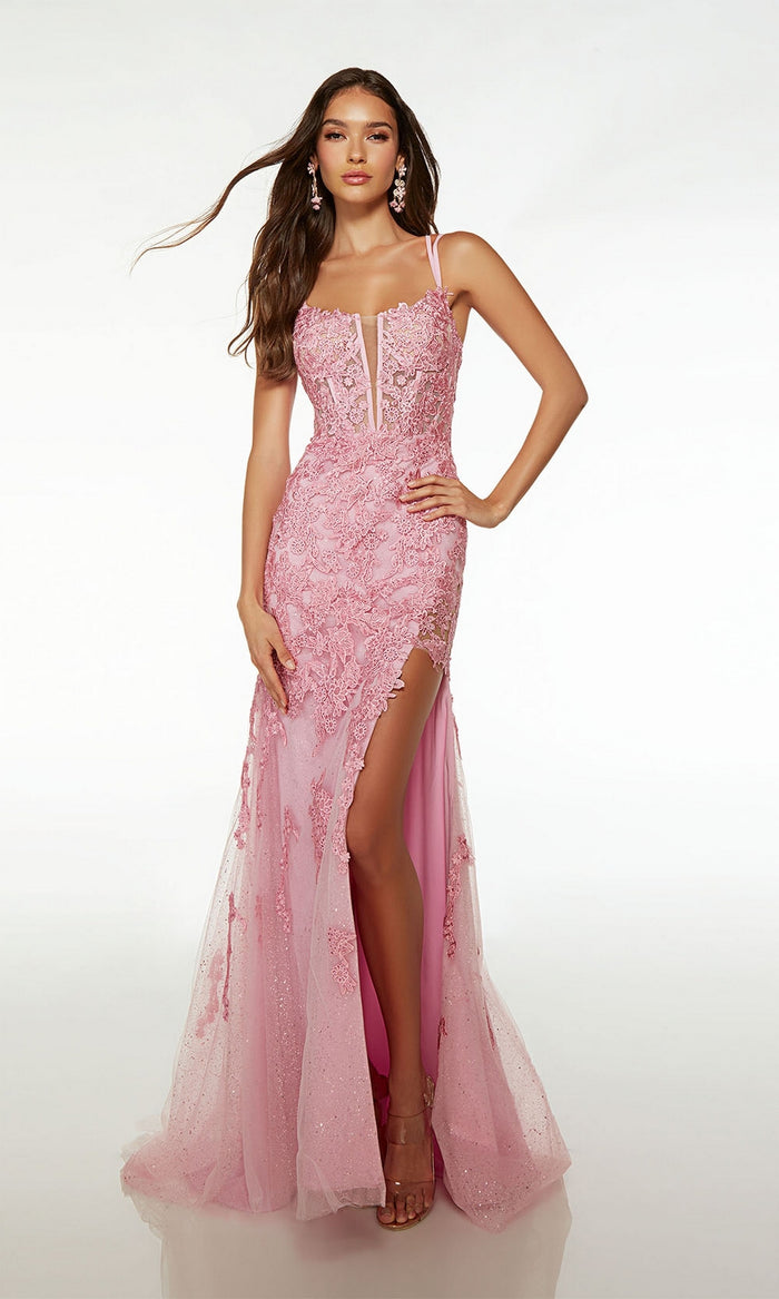 Alyce Embroidered-Lace Long Prom Dress 61540