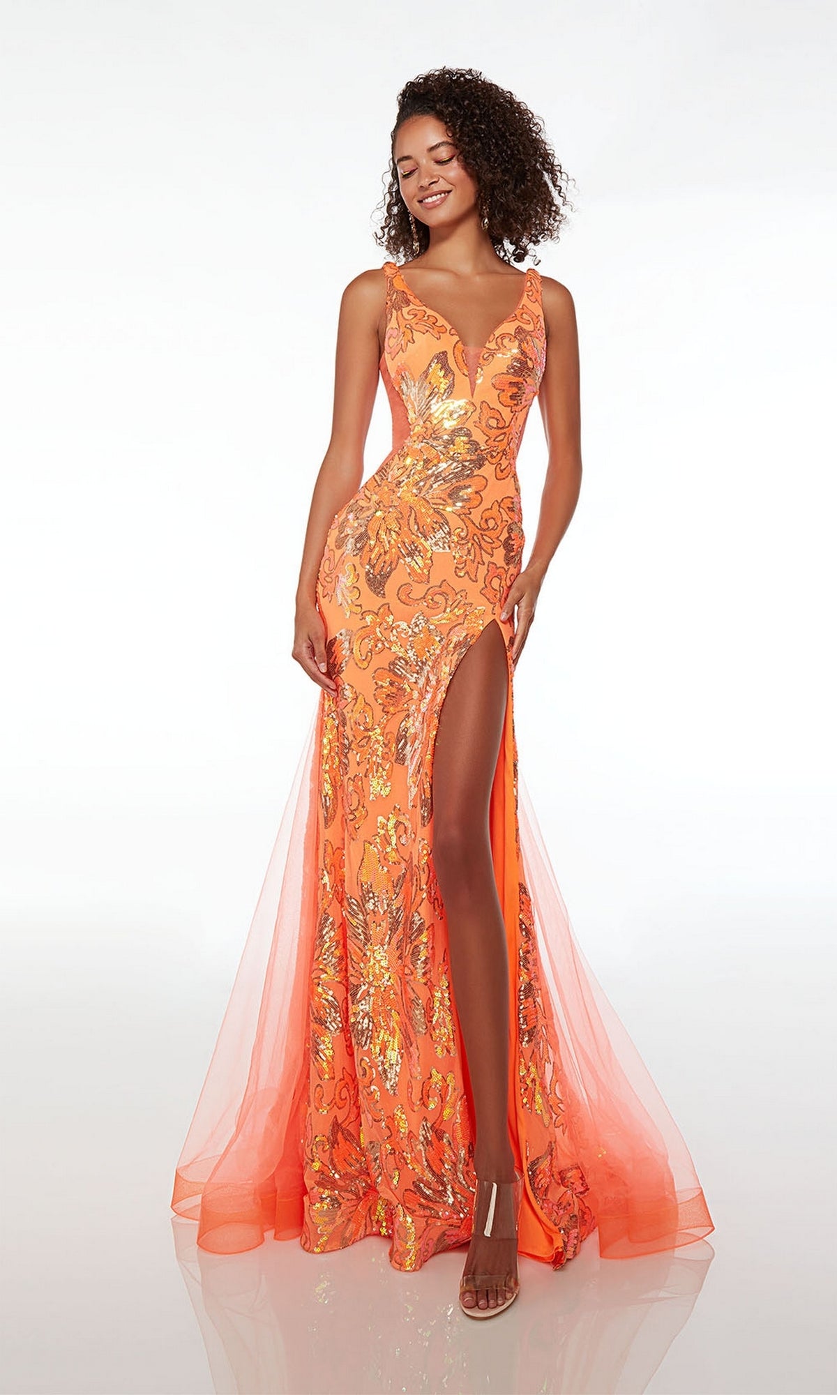 Alyce Backless Sequin-Print Prom Dress 61549