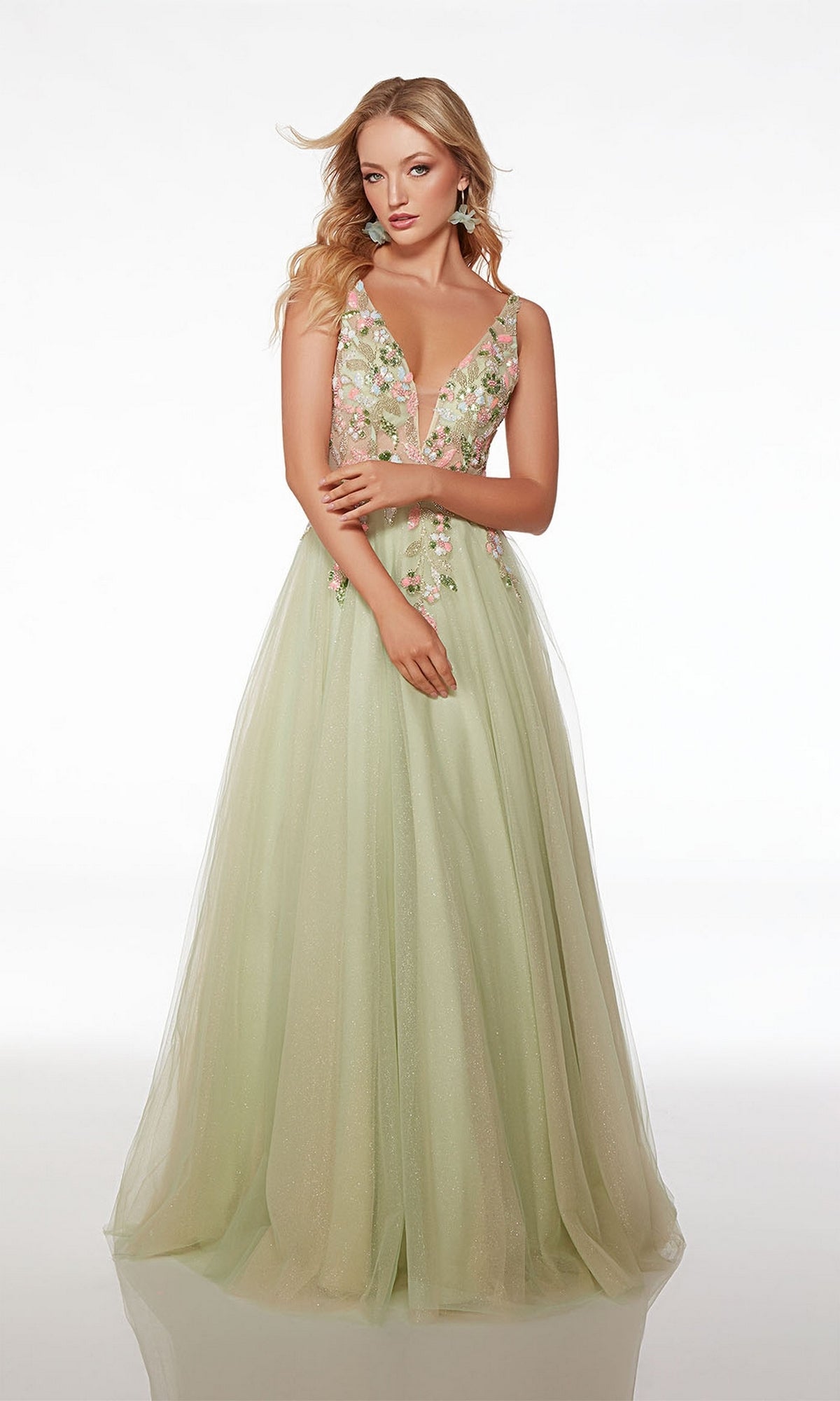 Alyce Glitter-Tulle Long A-Line Prom Dress 61559