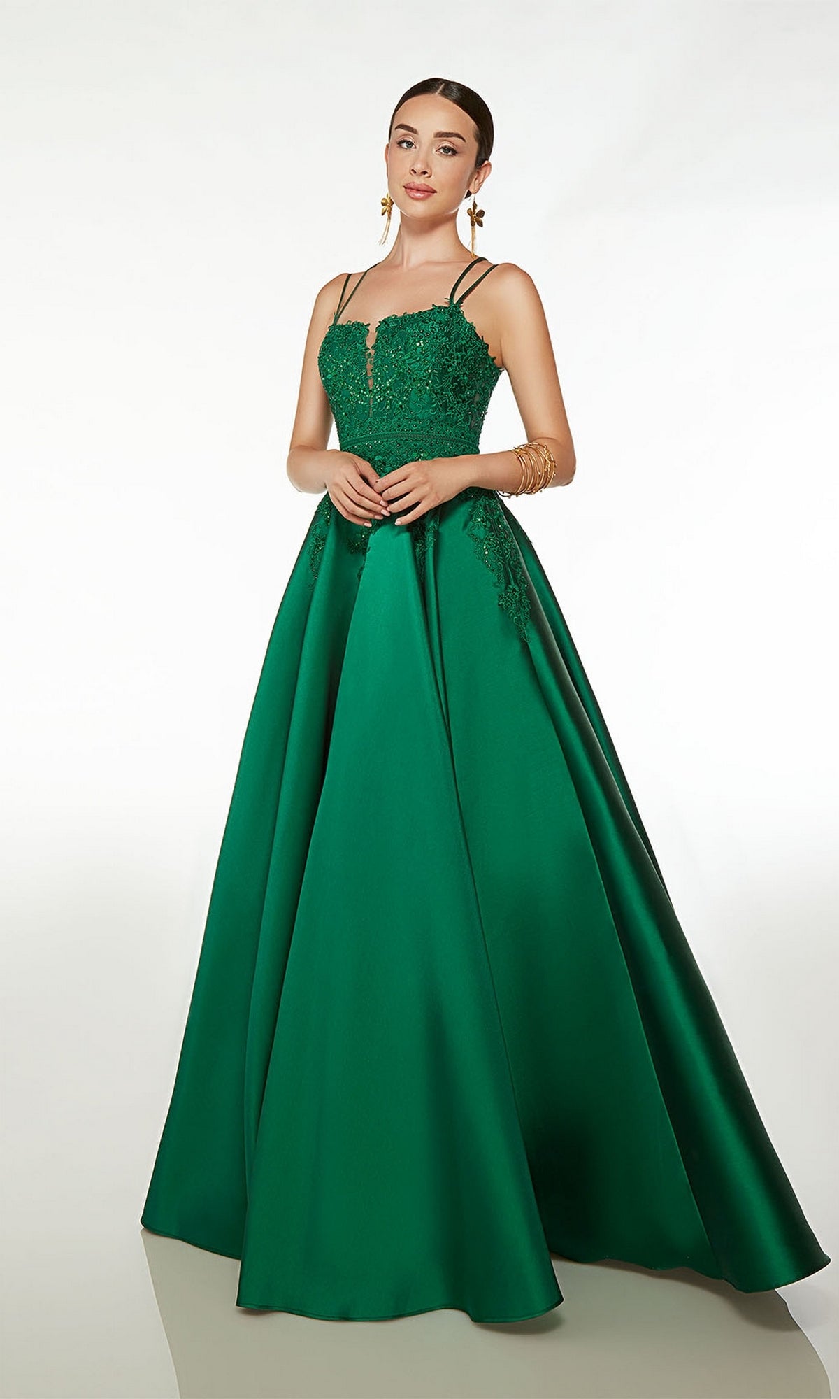 Alyce Long Emerald Green A-Line Prom Dress 61570