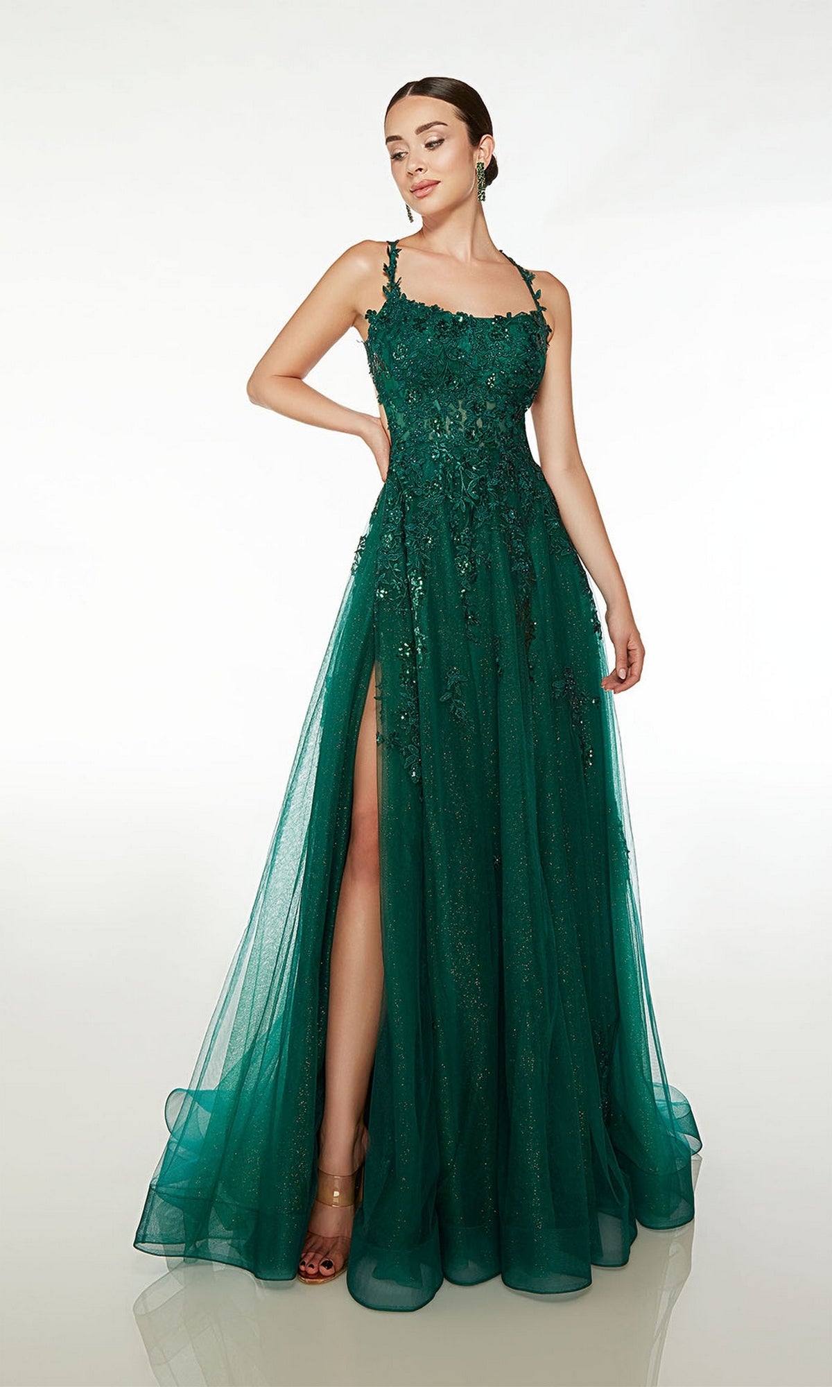 Alyce Backless Glitter Tulle Prom Dress 61574