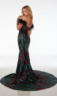 Feathered Alyce Long Sequin Prom Dress 61582