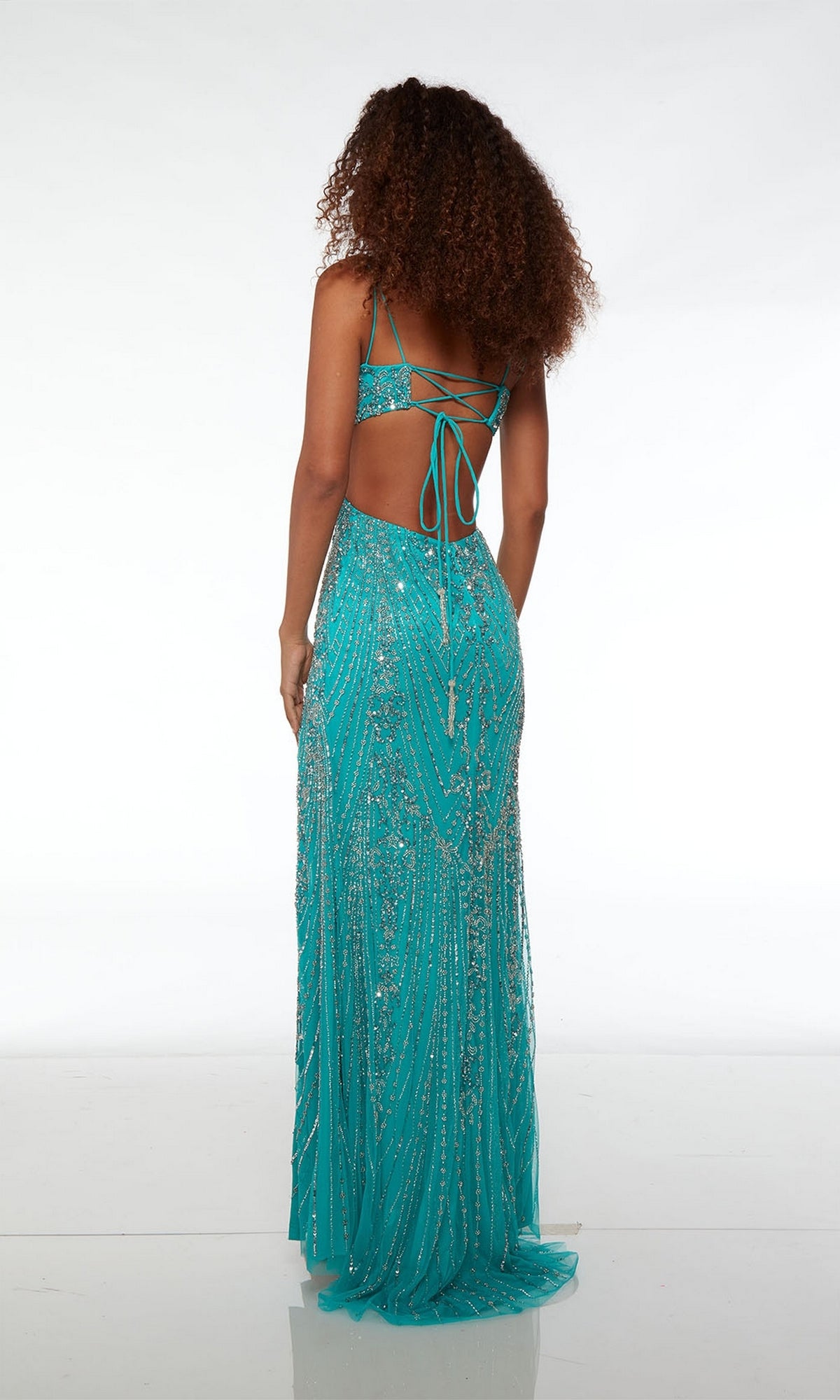 Alyce Caribbean Blue Long Beaded Prom Dress 61585