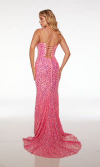 Alyce Corset Long Sequin-Print Prom Dress 61618