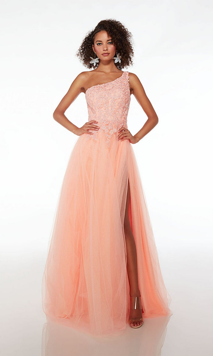 Alyce One-Shoulder Long Glitter Prom Dress 61624
