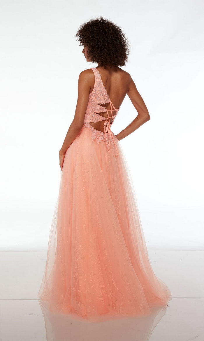 Alyce One-Shoulder Long Glitter Prom Dress 61624