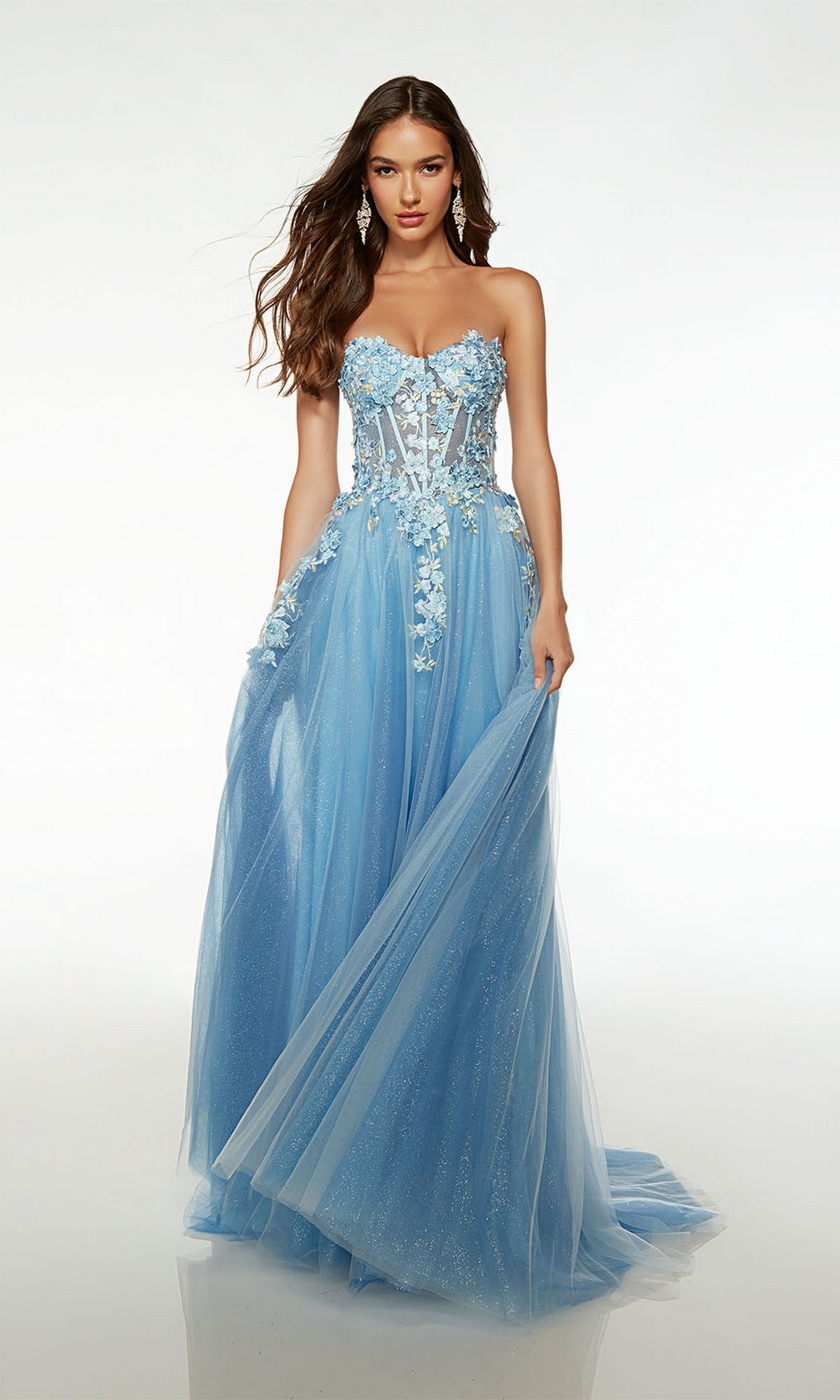 Alyce Strapless Embroidered Pastel Prom Dress 61634