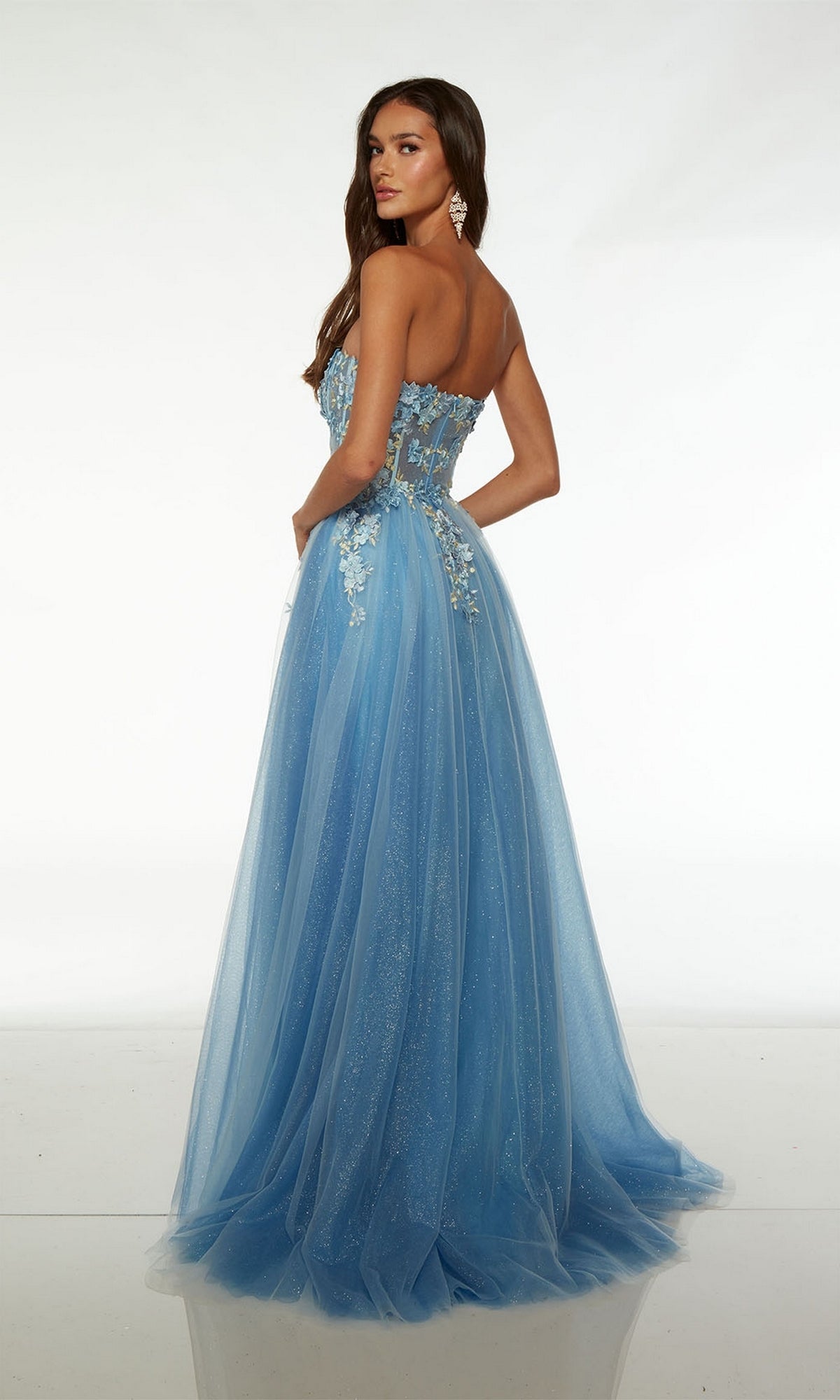 Alyce Strapless Embroidered Pastel Prom Dress 61634